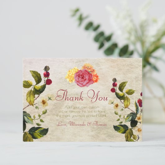 Bloemen en bessen dank u bedankkaart (Staand voorkant)