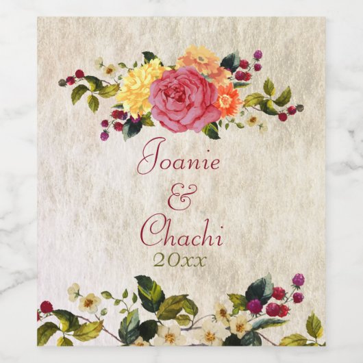 Bloemen en bessen wijn etiket (Enkel label)