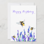 Bloemen en bijen Verjaardag Kaart (Voorkant)