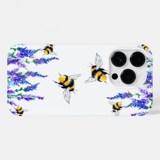 Bloemen en bijen vliegen iPhone Case Spring (Achterkant (horizontaal))