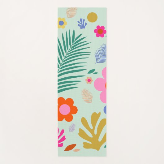 Bloemen en bladeren 01 Groene bloemen Yogamat (Voorkant)