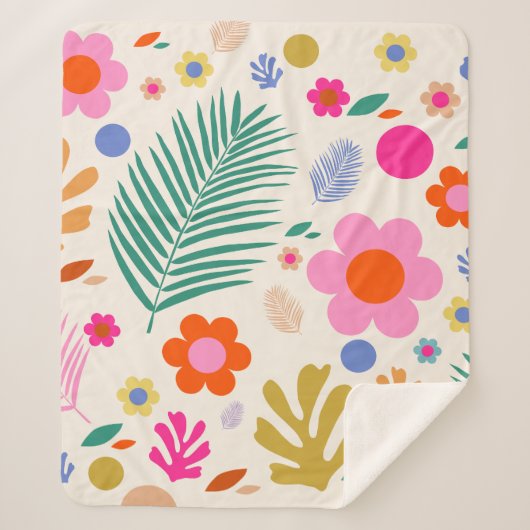 Bloemen en bladeren 04 Kleurrijke bloemen Sherpa Deken (Voorkant)
