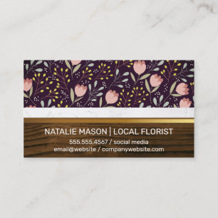 Bloemen en bladeren Decoratief   Hout en marmer Visitekaartje