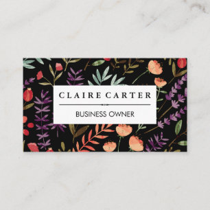 Bloemen en Bladeren Decoratief Patroon Visitekaartje