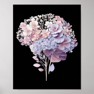 Bloemen En Bladeren Futuristische Hersen Anatomie Poster
