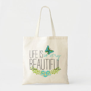 Bloemen en blauwe vlinder Waterverf BOHO Muslin Tote Bag