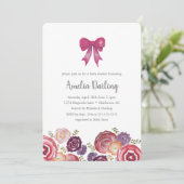 Bloemen en bogen Baby shower uitnodiging (Staand voorkant)