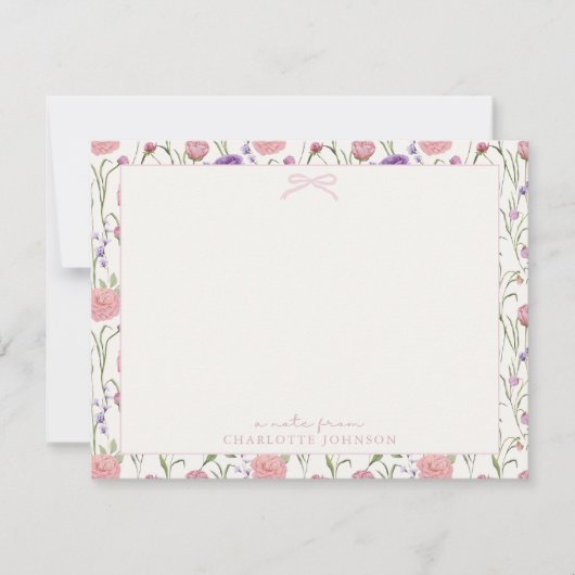 Bloemen en boog, een briefje van platte kaart (Voorkant)