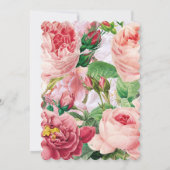 bloemen en botanische roze rozen bruiloft vi kaart (Achterkant)