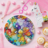 Bloemen en Bubbels Abstract Papieren Bordje (Feest)