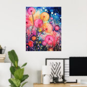 Bloemen en bubbels poster (Thuiskantoor)