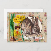 bloemen en Bunny Collage Pasen Briefkaart (Voorkant / Achterkant)