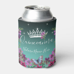 Bloemen en Butterfly Princess Quinceanera blue Blikjeskoeler