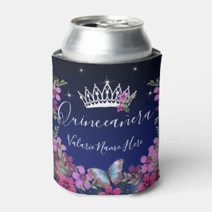Bloemen en Butterfly Princess Quinceanera blue Ca Blikjeskoeler