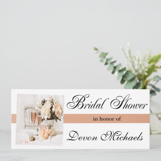Bloemen en champagne Bridal Shower-uitnodigingen Kaart (Staand voorkant)