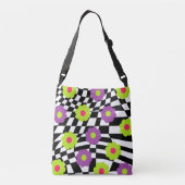 Bloemen en cheques Kruisbus Bag Mod Purse Crossbody Tas (Achterkant)