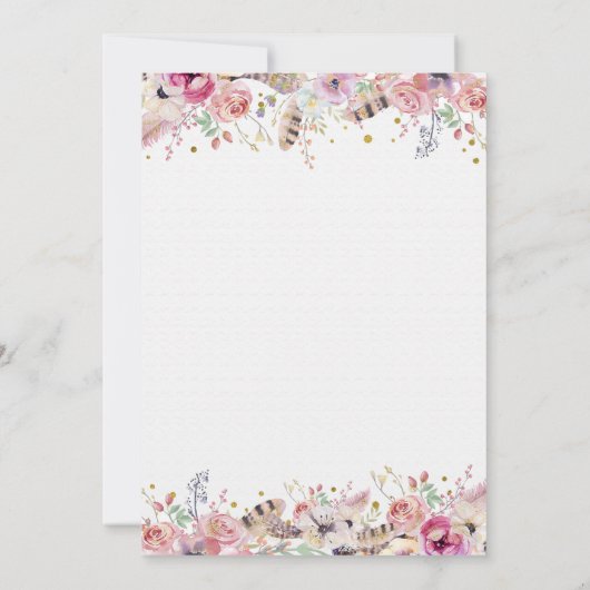 Bloemen en deer Antlers Birthday Party Invitations Kaart (Achterkant)