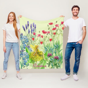 Bloemen en een paardenbloem Fairy waterverf schild Fleece Deken