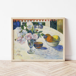 Bloemen en een schaal fruit   Paul Gauguin Poster