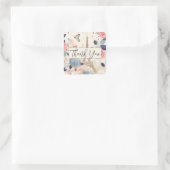 Bloemen en Eiffeltoren Parijs Dank u Vierkante Sticker (Tas)