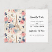 Bloemen en Eiffeltoren Parijs Patroon Aankondigingskaart (Voorkant)