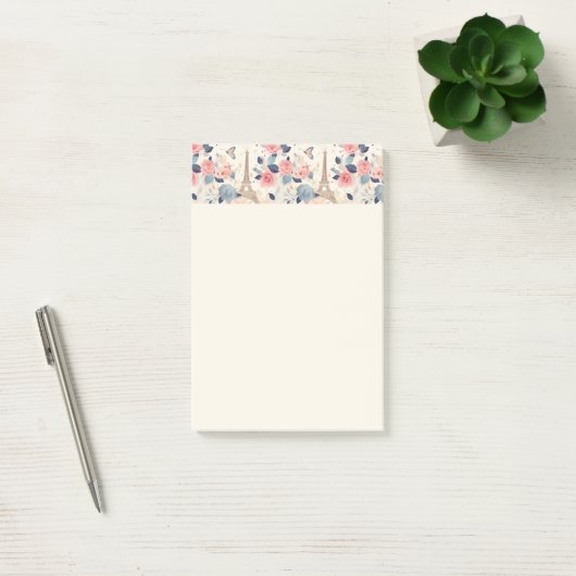 Bloemen en Eiffeltoren Parijs Reispatroon Post-it® Notes (Kantoor)