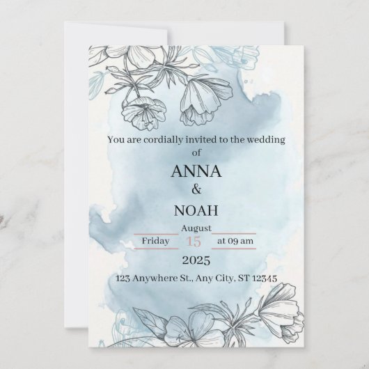 Bloemen en elegante huwelijksuitnodiging aankondiging (Voorkant)