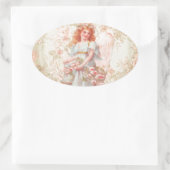 Bloemen en Engel  Collage Ovale Sticker (Tas)