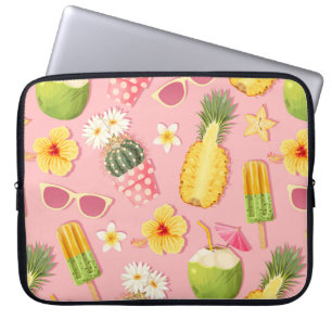 Bloemen en exotische vruchten naadloos patroon laptop sleeve