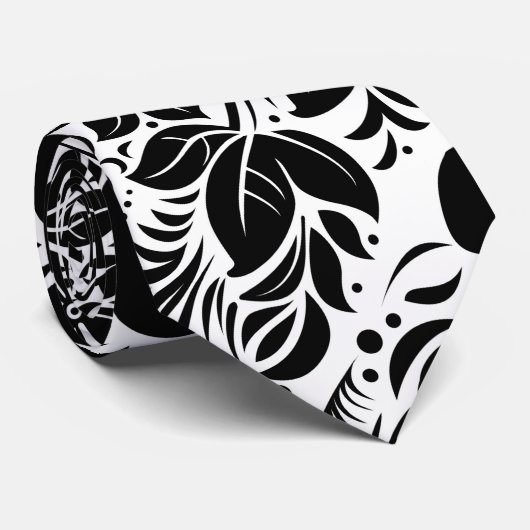 Bloemen en flesjes met zwarte en witte ruitjes 2 stropdas (Opgerold)