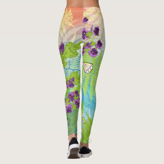 Bloemen en flessen leggings (Achterkant)