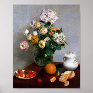 Bloemen en fruit, Henri Fantin-Latour Poster