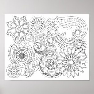 Bloemen en gedistilleerde dranken : DIY Coloring P Poster