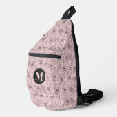 Bloemen en gezichten monogram roze sling bag (Rechterhoek)