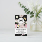 Bloemen en Glitter Vlinders | Goud Gespetterd Visitekaartje (Staand voorkant)