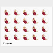 bloemen en gouden bladeren wit ronde sticker (Vel)