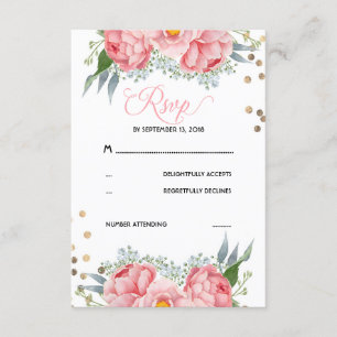 Bloemen en gouden Stippen bruiloft RSVP Kaart