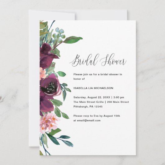 Bloemen en groen bruidsdouche uitnodiging (Voorkant)