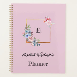 Bloemen en groen geometrisch ontwerp waterverf planner
