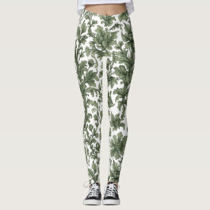 bloemen en groene bladeren leggings