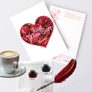 Bloemen en hart Moderne Beste Moederdag van mama o Briefkaart