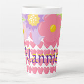 Bloemen en hart op maat latte mok (Voorkant)