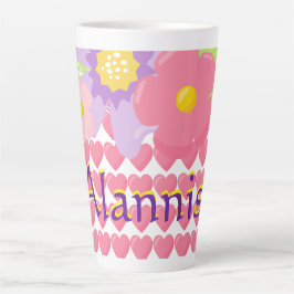 Bloemen en hart op maat latte mok