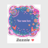 Bloemen en harten Blue Boho Inspirivity Sticker (Vel)