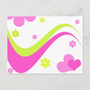 Bloemen en harten - Briefkaart