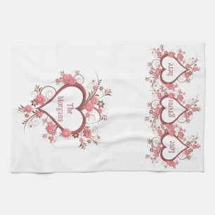 Bloemen en hartenliefde groeit hier en familienaam theedoek
