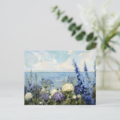 Bloemen en het Zee schilderij Briefkaart (Staand voorkant)