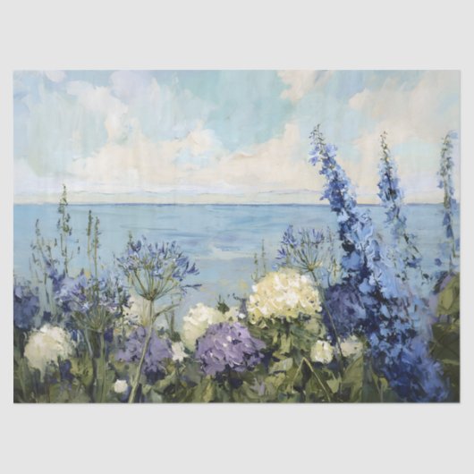 Bloemen en het Zee schilderij Decoupage Tissuepapier (Voorkant)