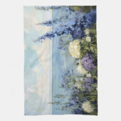 Bloemen en het Zee schilderij Theedoek (Verticaal)