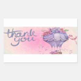 bloemen en hete luchtballon dank je wel  rechthoekige sticker